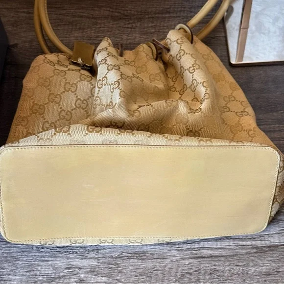 💎GUCCI SUPER VINTAGE MONOGRAM CANVAS/LEATHER BUCKET BAG/AUTHENTIC💎